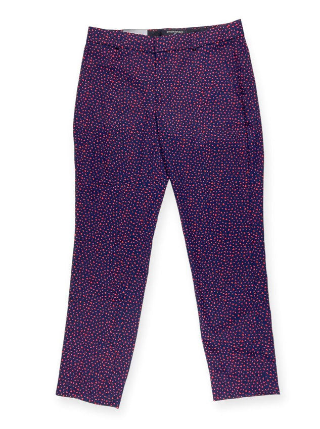 Banana Republic Blue & Red Chiffon Pant Mid-Rise Straight Fit
