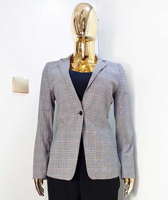 BANANA REPUBLIC CHECK GREY BLAZER LONG SLEEVE