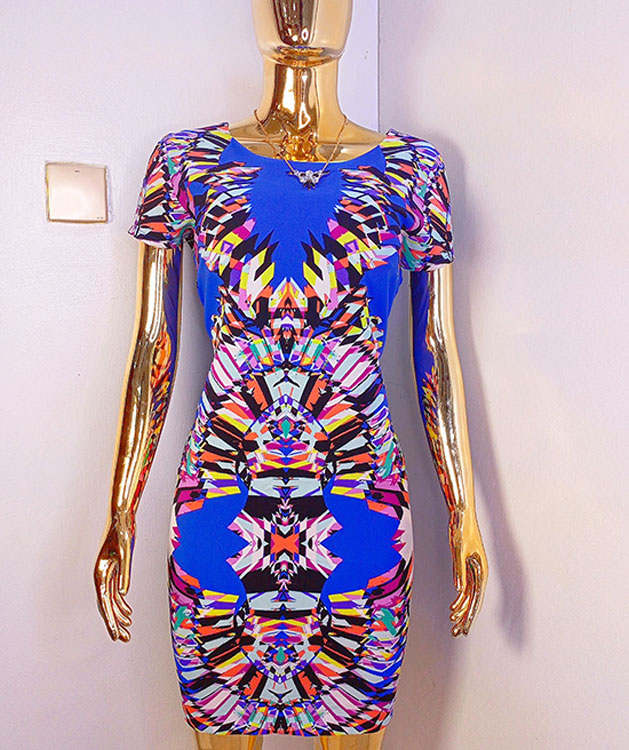 Bethany Blue Patterned Dress