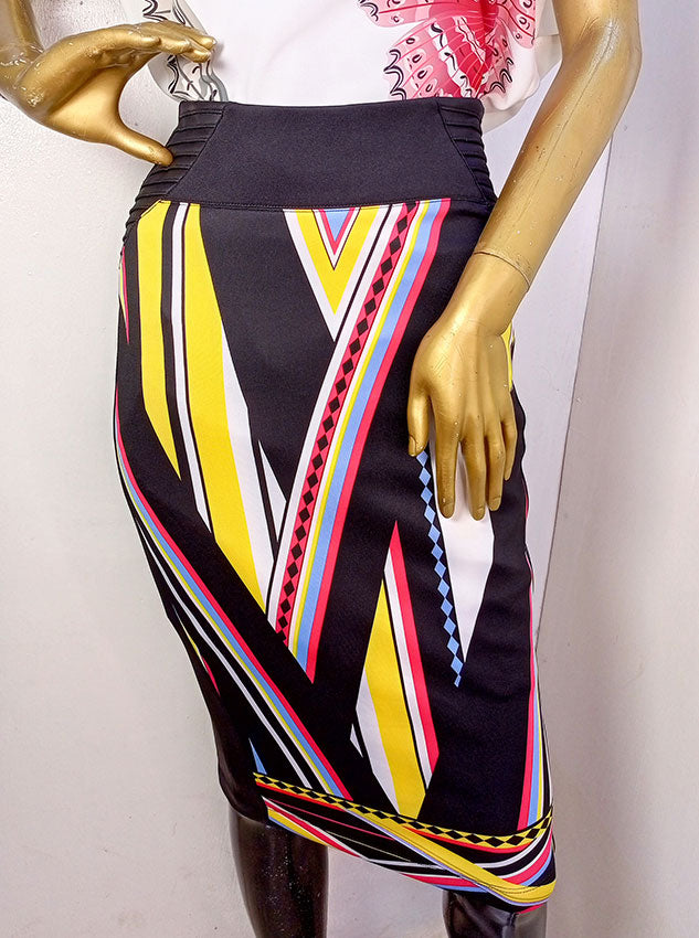 Bisou Bisou Mix Stripe Black Skirt Michele Bohbot