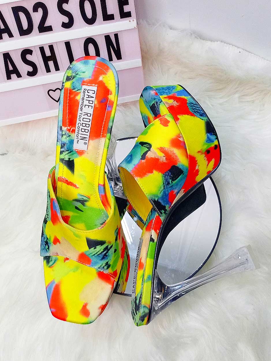 Cape Robbin Multi Color High Heel Mules Celia