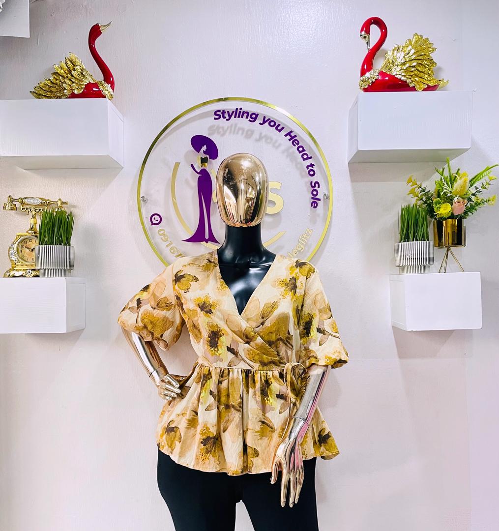 TU WOMAN CARTON FLOWERY WRAP BLOUSE