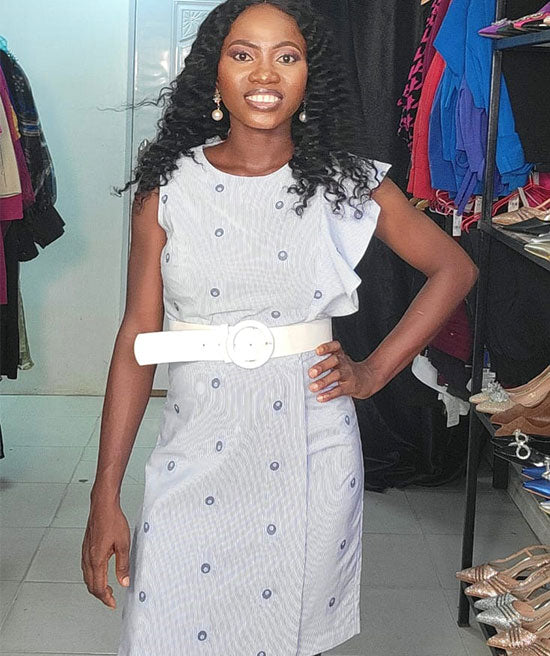 ESTILO STRIPE WRAP DRESS + WHITE BELT