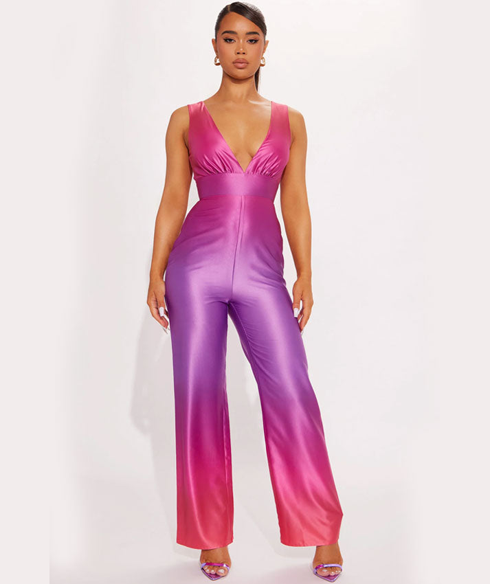 Fashionnova Purple Ombre Silk Jumpsuit