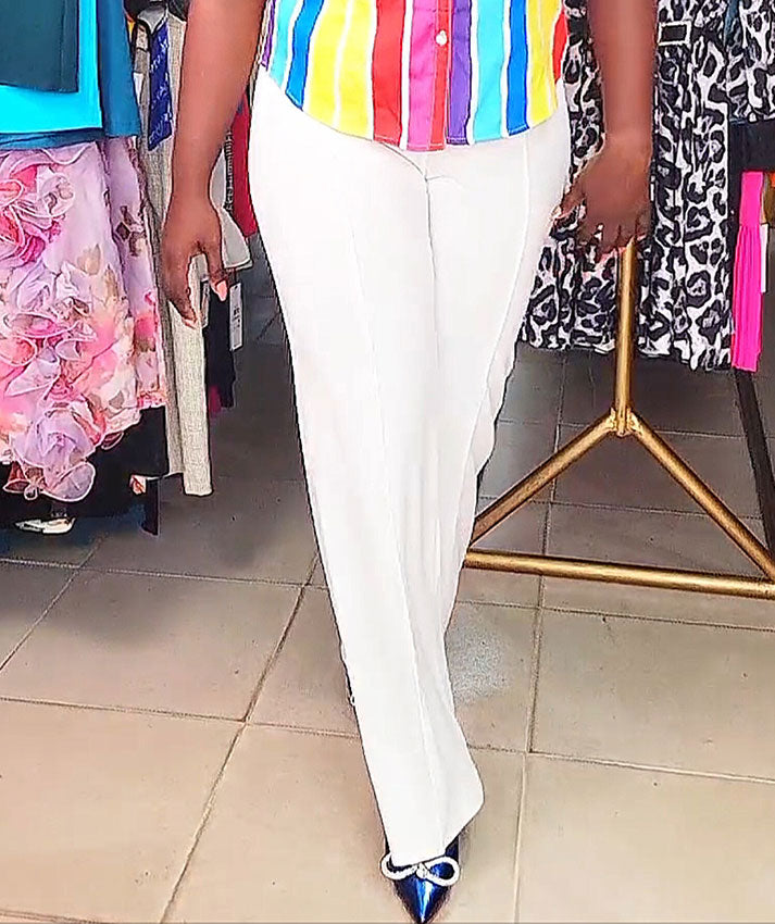 Fashionnova White Crepe Pant Palazzo