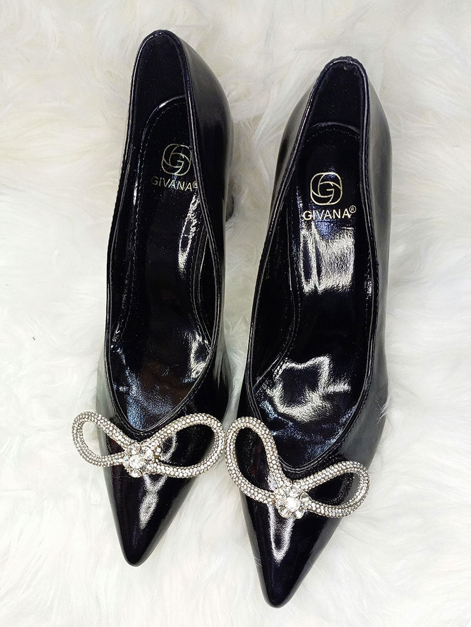 Givana High Block Heel Shoe In Black