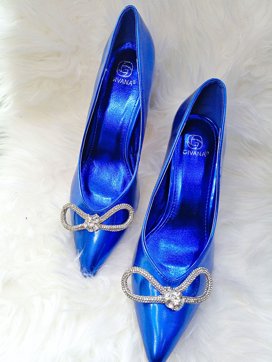 Givana High Block Heel Shoe In Blue