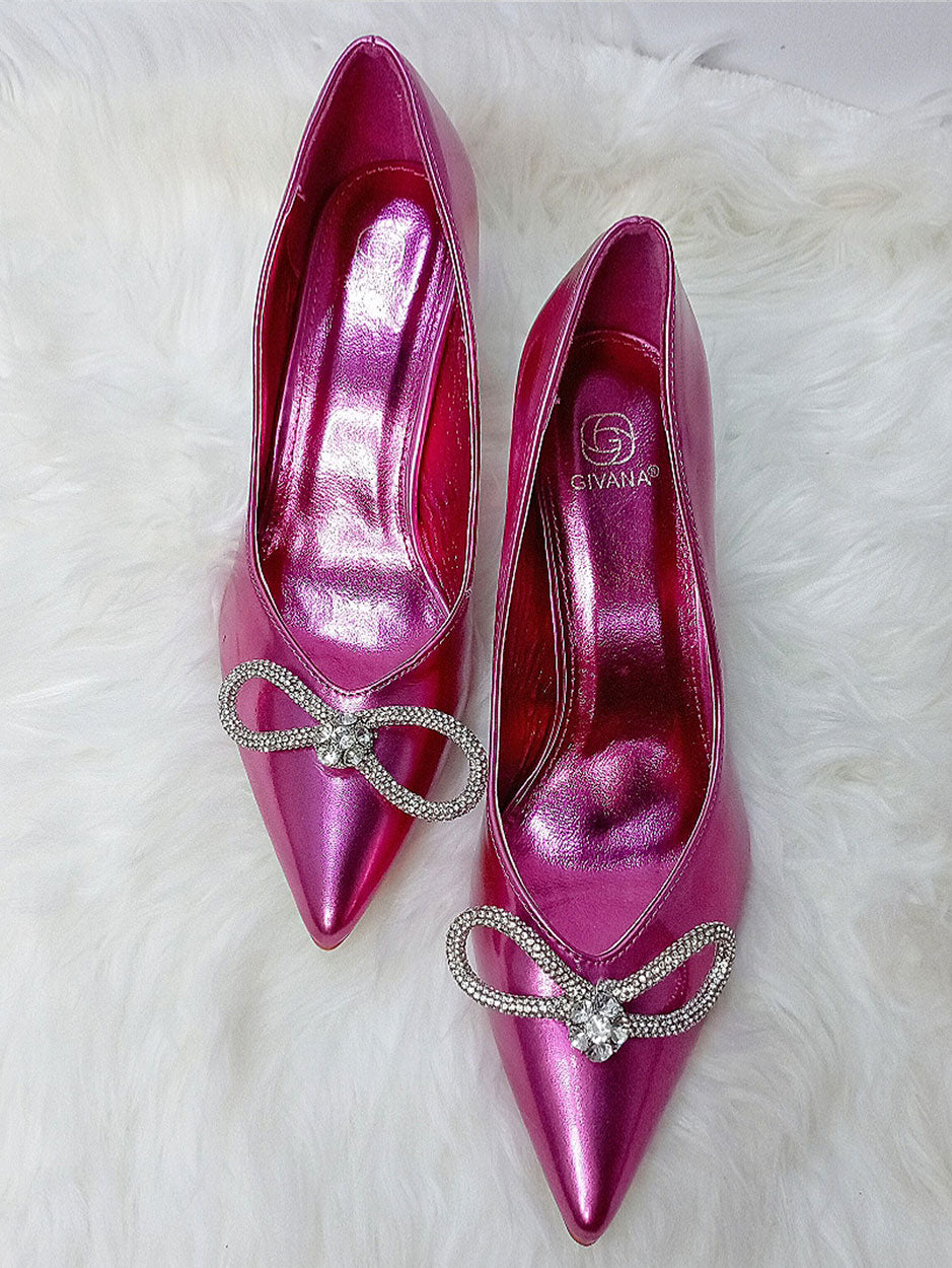 Givana High Block Heel Shoe In Pink