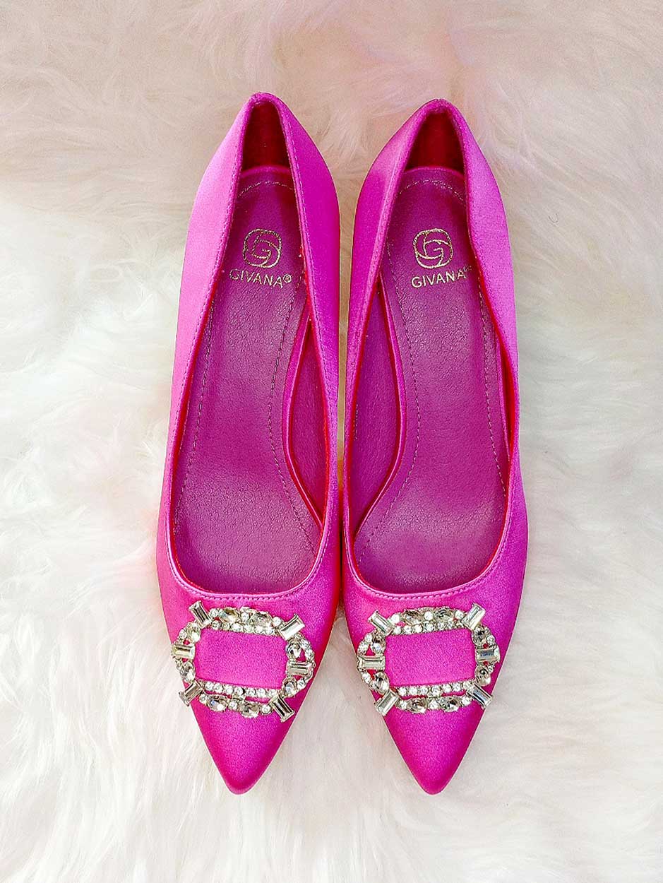Givanna Stilleto Silk Shoe in Pink