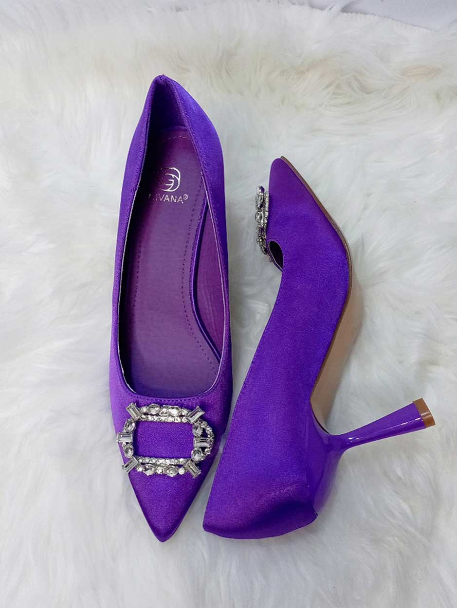 Givanna Stilleto Silk Shoe in Purple