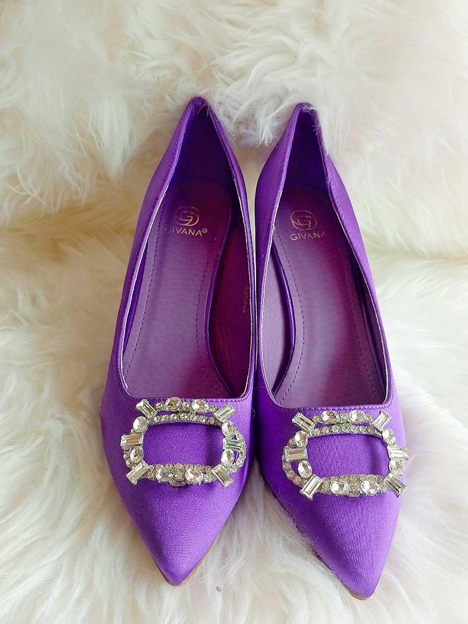 Givanna Stilleto Silk Shoe in Purple