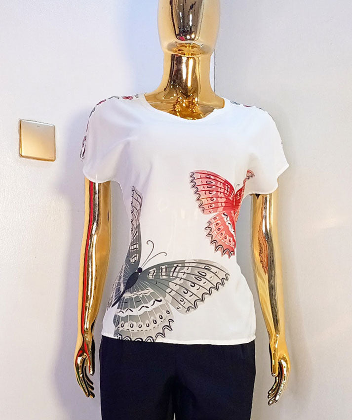 Joliesse White Butterfly Blouse