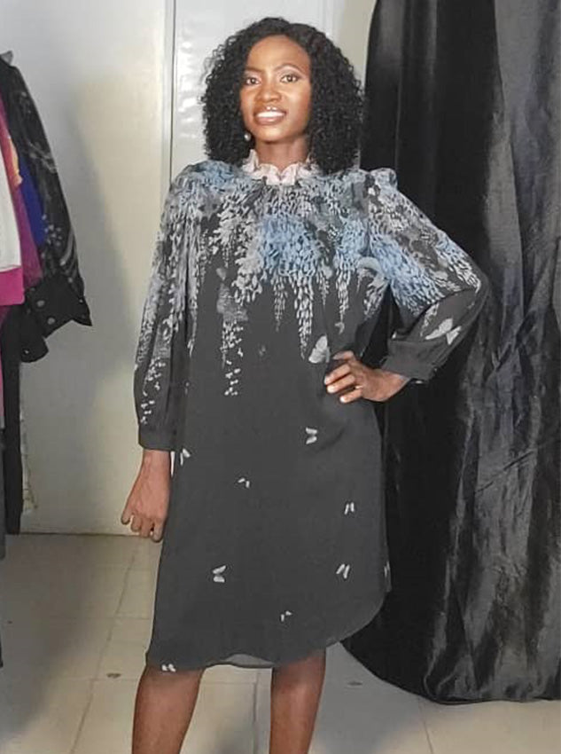 KAUSI HIGH NECK BUTTERFLY FLARE DRESS