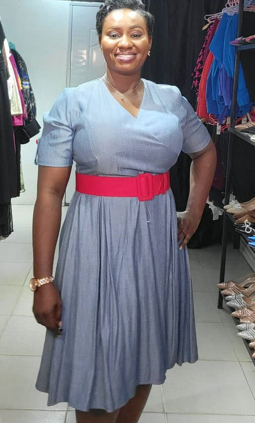 La Fama Denim Dress With Red Belt