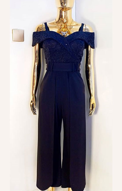 SHELBY NITES LACE OFF SHOULDER JUMPSUIT IN BLACK