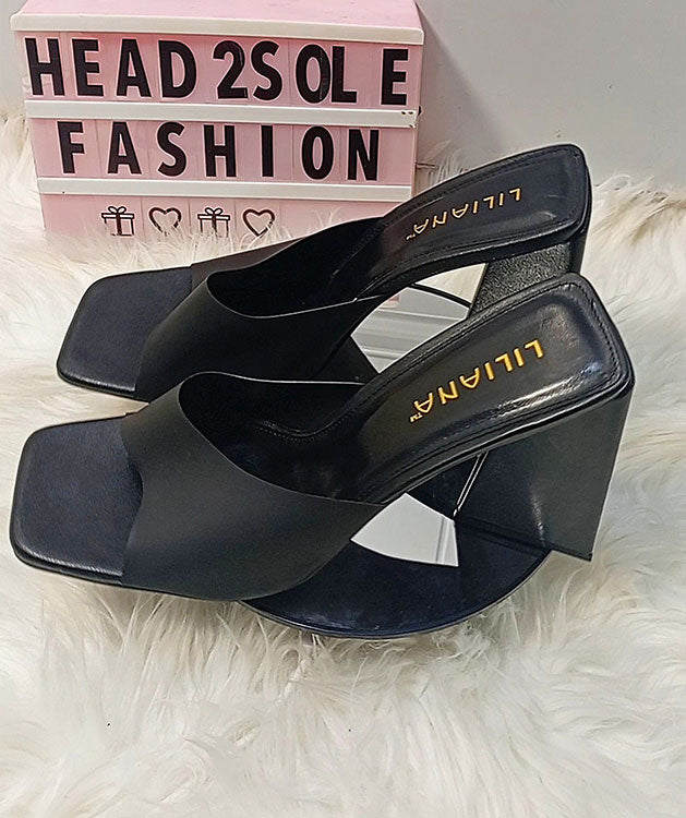 Liliana Black Triangle Block Heel
