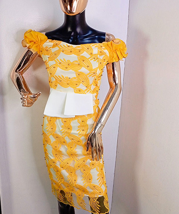 New Cobella Yellow Lace Dress