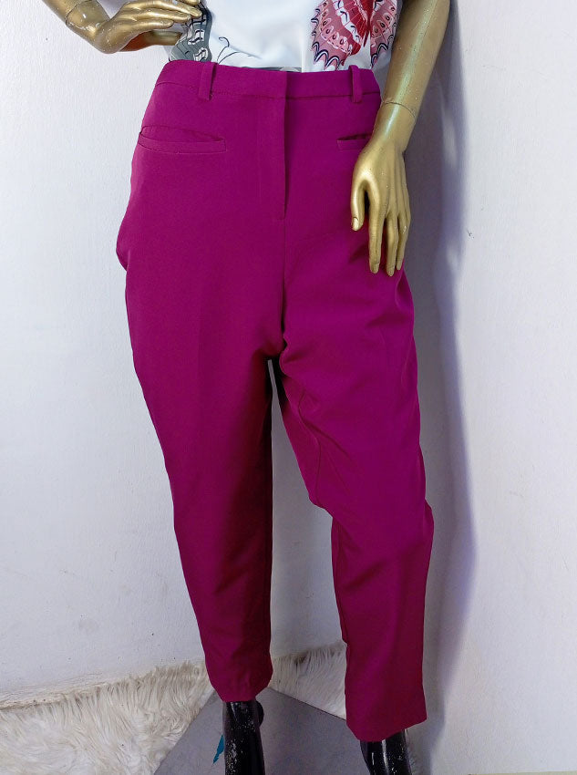 Ny&C Fuchsia Pink Crepe Pant Straight Fit