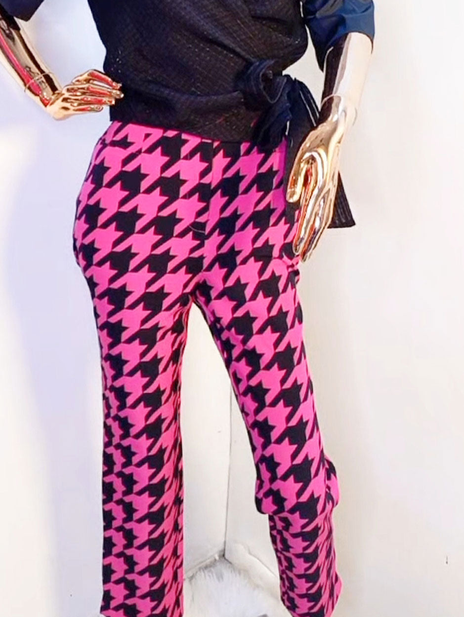 Ny&C Fuschia/Black Hounds Tooth Pant