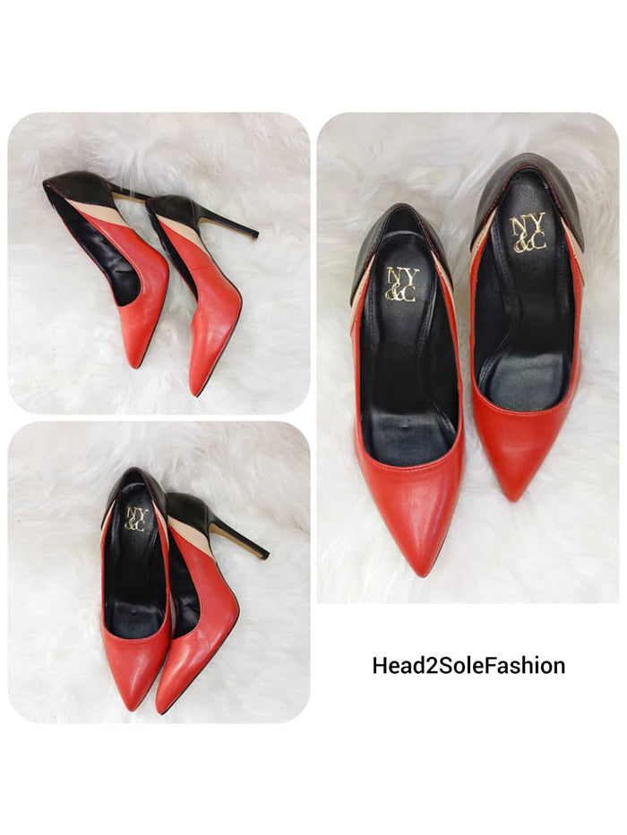 NY&C RED,NUDE & BLACK PUMP MADISON HEEL