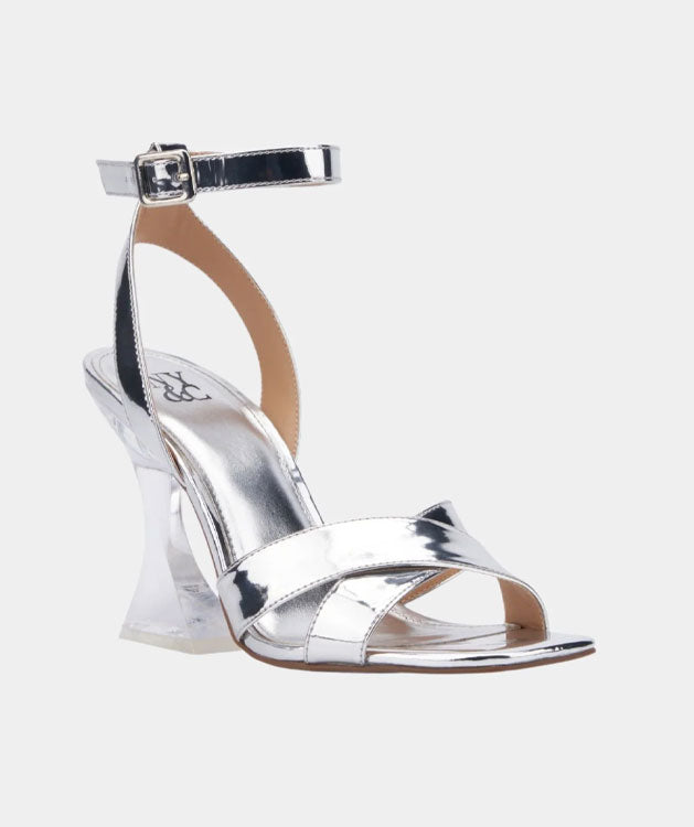 Ny&C Silver Sandal Single Band Criss Cross