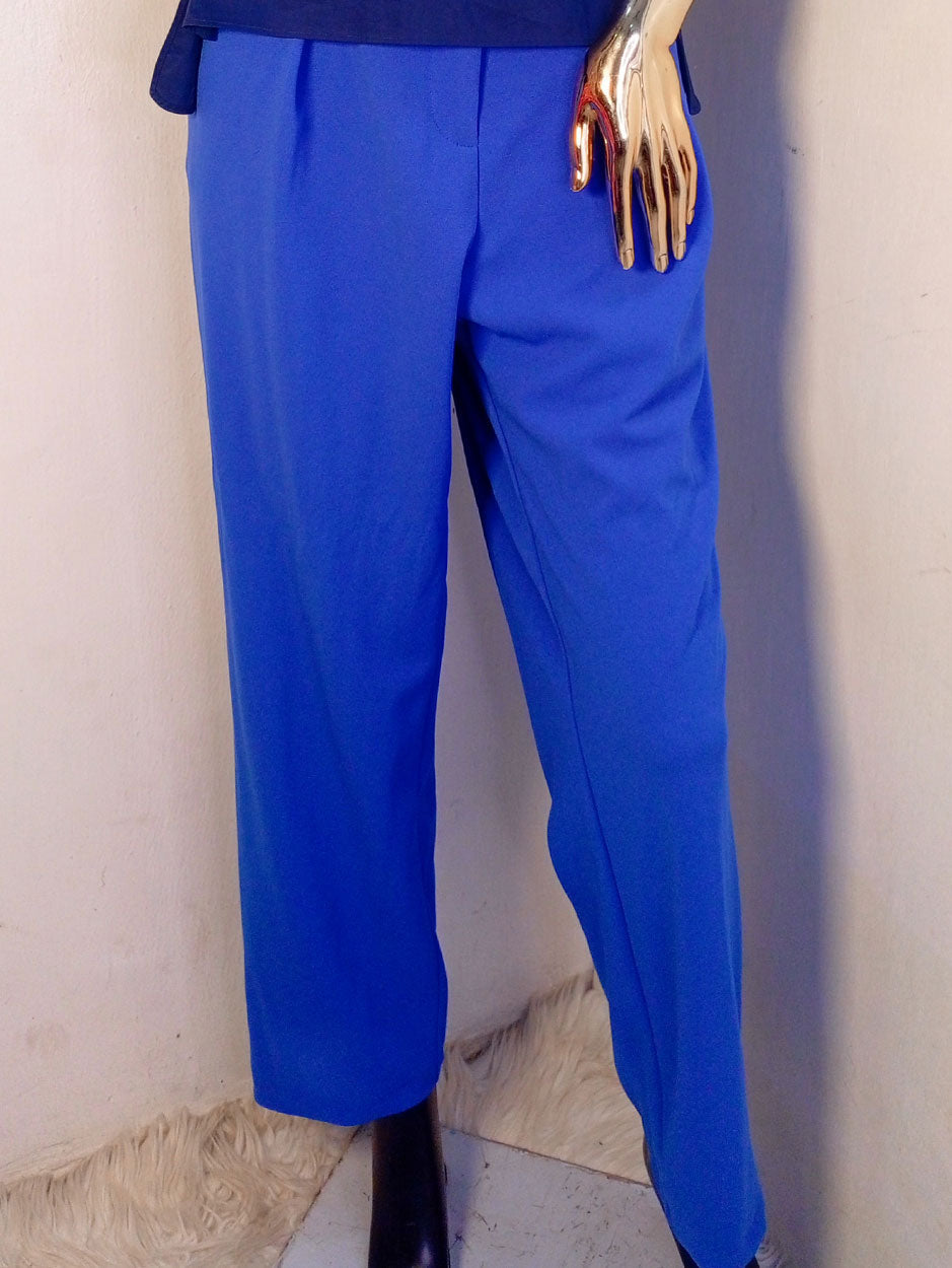 Ny&C Torquoise Blue Cotton Pant Zipper Front