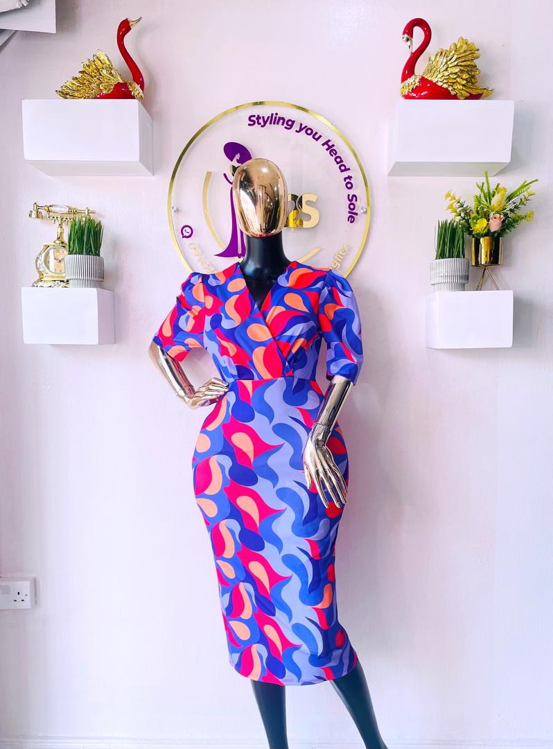 COPPERROSE PURPLE MULTICOLORED OVERLAP DRESS