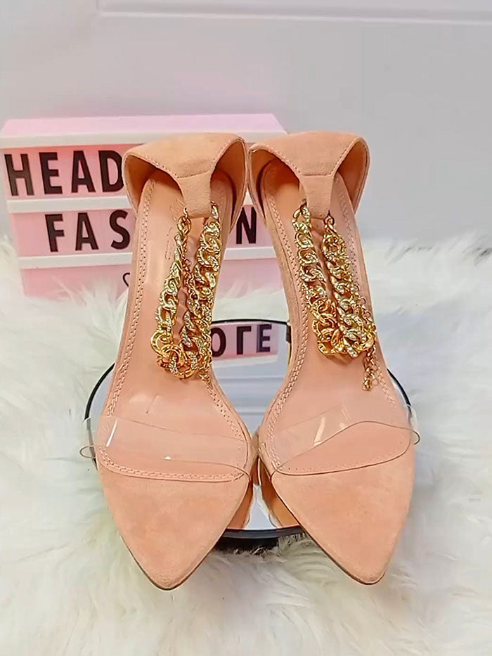 VIGO FIORE NUDE STILLETO GOLD STILLETO HEEL