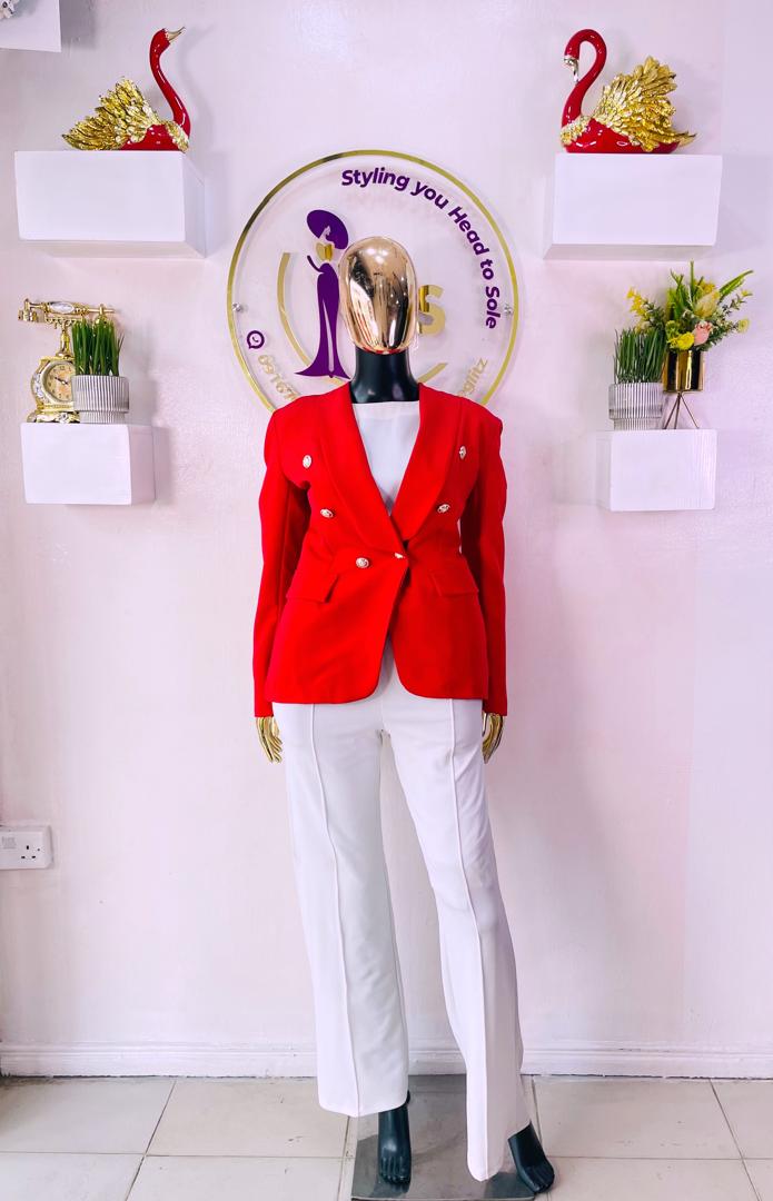 COPPERROSE BLAZER RED BLAZER WITH BOTTONS
