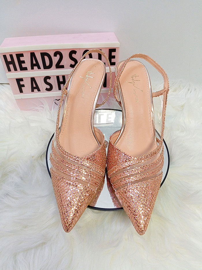 Sergio Todzi Gold Half Shoe With Shimmer Sling Back