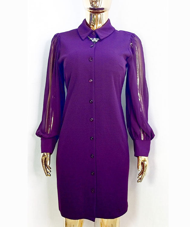 Shelby & Palmer Purple Shirt Dress Long Sleeve