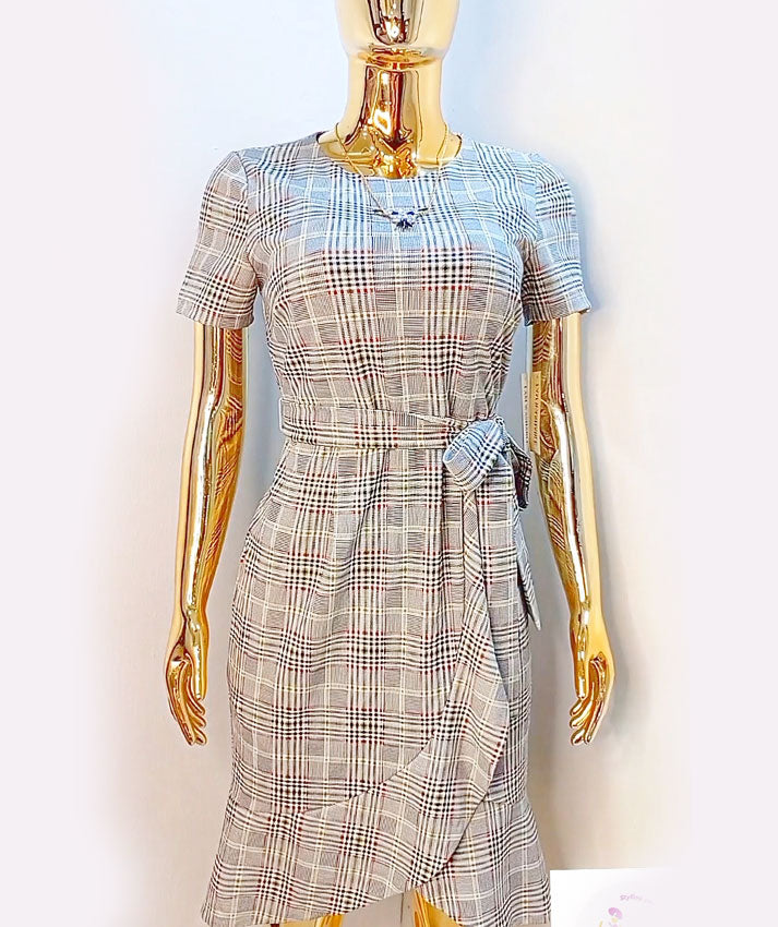 Shelby&Palmer Check Brown Dress