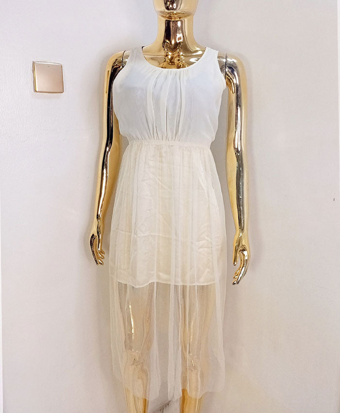 Sisters.Kr Off White Net Dress