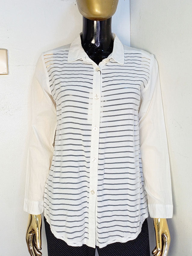 Stradivarius White Stripe Shirt Long Sleeve