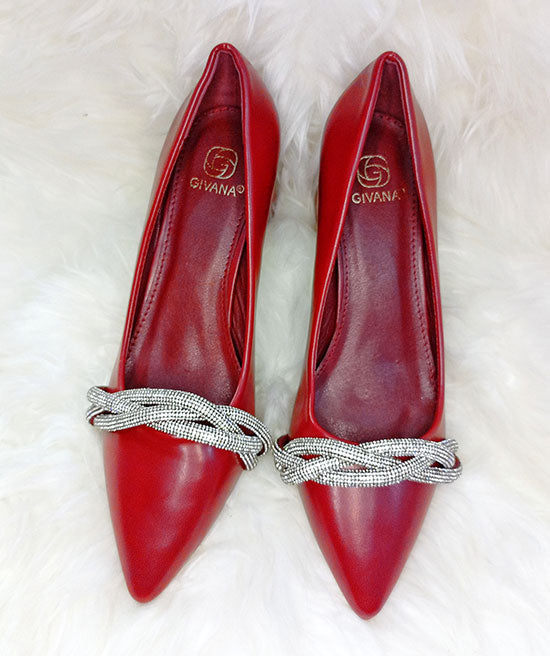 GIVANA WINE LOW BLOCK HEEL SHOE