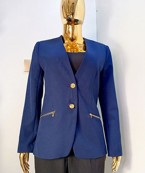 Tahari Navyblue Blazer Zipper Pocket