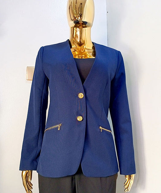 Tahari Navyblue Blazer Zipper Pocket