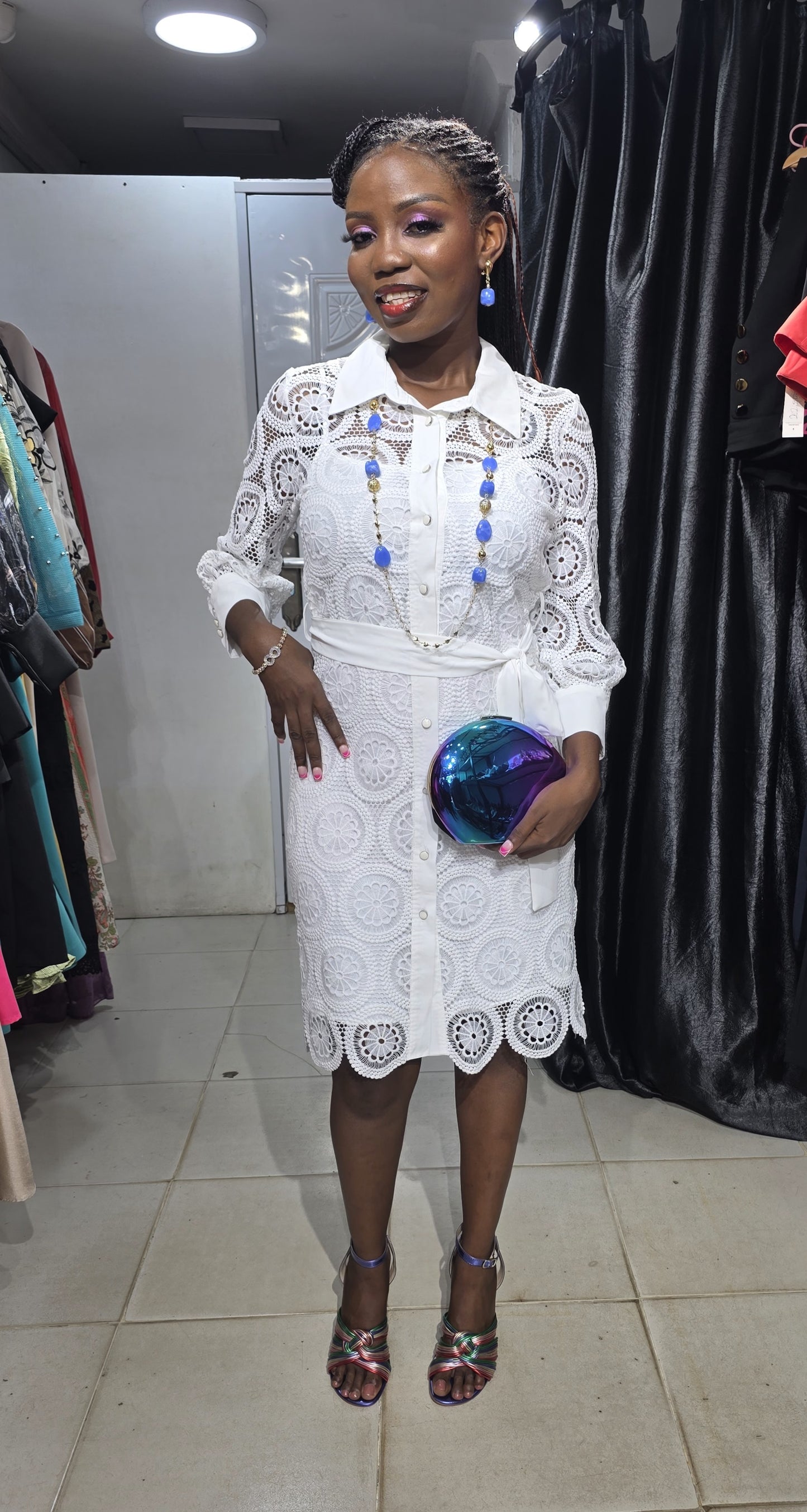 MODALINDA White lace shirt Dress