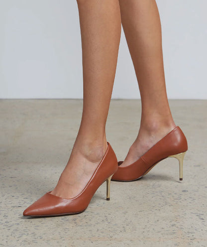 Ny&C Brown Shoe Belle Pump Solid Heel