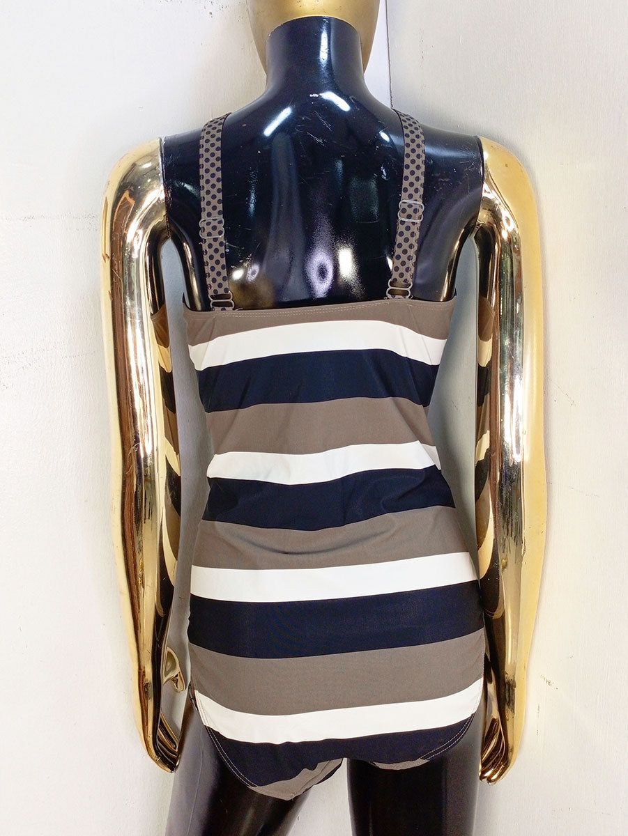 Bpc Selection Black,White,Brown Stripe Swimsuit