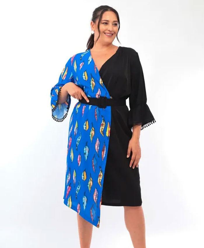 Byen Blue & Black Multicolour Dress