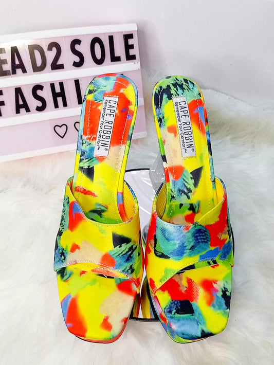 Cape Robbin Multi Color High Heel Mules Celia