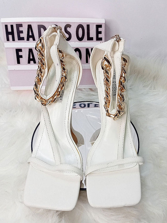 Cape Robbin White Sandal With Chain Ever
