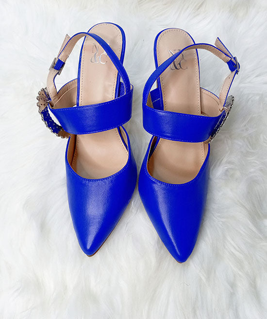 NY&C BLUE HALF SHOE EVE PUMP HEEL