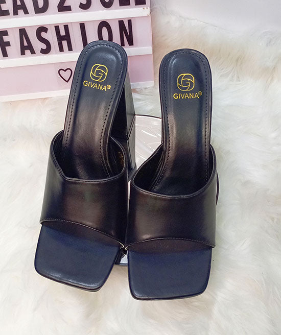 GIVANA BLACK MULES SLIPPERS