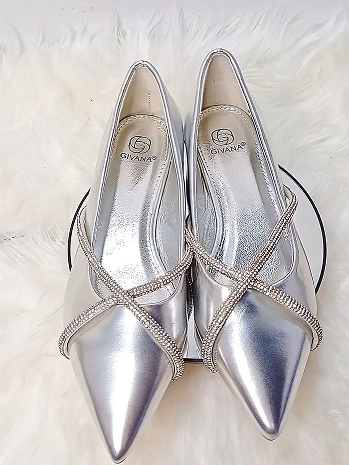 Givana Flat Shoe in Silver