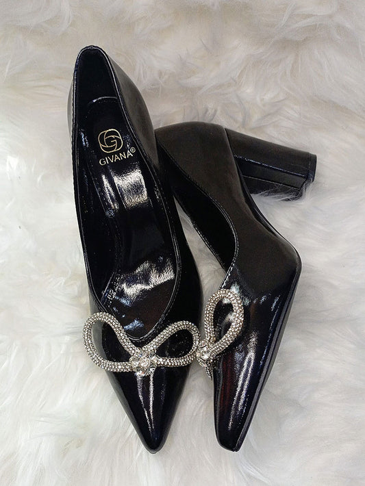 Givana High Block Heel Shoe In Black