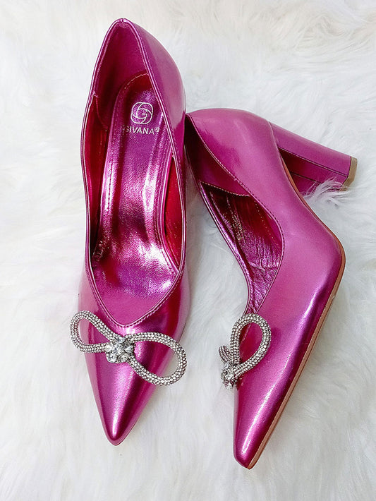 Givana High Block Heel Shoe In Pink