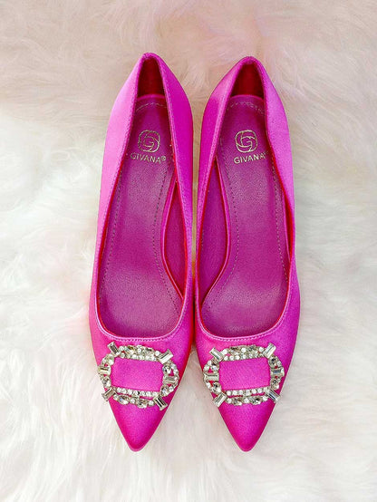 Givanna Stilleto Silk Shoe in Pink