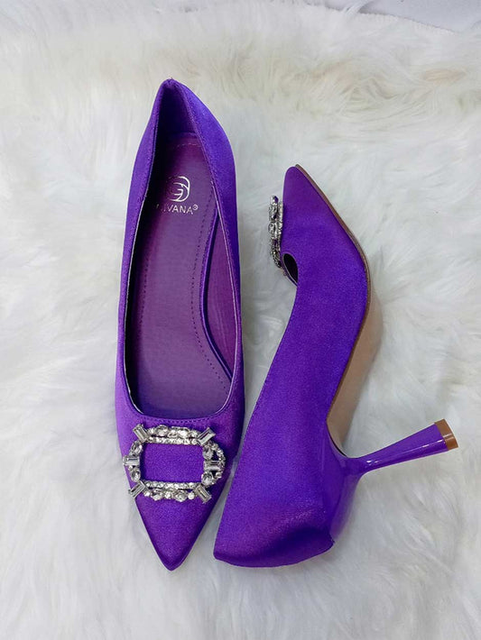 Givanna Stilleto Silk Shoe in Purple
